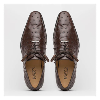 Marco Di Milano Criss Men's Shoes Exotic Brown Ostrich Quill Oxfords (MDM1073)