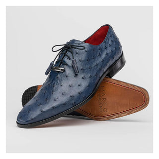Marco Di Milano Criss Men's Shoes Navy Exotic Ostrich Quill Oxfords (MDM1073)