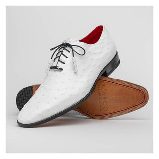 Marco Di Milano Criss Men's Shoes White Exotic Ostrich Quill Oxfords (MDM1073)