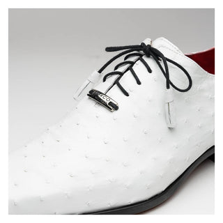 Marco Di Milano Criss Men's Shoes White Exotic Ostrich Quill Oxfords (MDM1073)
