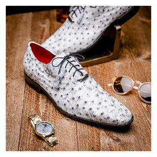 Marco Di Milano Criss Men's Shoes Newspaper Exotic Ostrich Quill Oxfords (MDM1073)