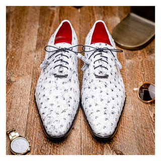 Marco Di Milano Criss Men's Shoes Newspaper Exotic Ostrich Quill Oxfords (MDM1073)