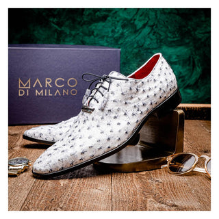 Marco Di Milano Criss Men's Shoes Newspaper Exotic Ostrich Quill Oxfords (MDM1073)