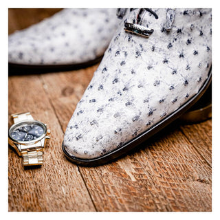 Marco Di Milano Criss Men's Shoes Newspaper Exotic Ostrich Quill Oxfords (MDM1073)