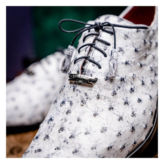 Marco Di Milano Criss Men's Shoes Newspaper Exotic Ostrich Quill Oxfords (MDM1073)