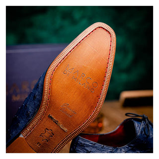 Marco Di Milano Criss Men's Shoes Navy Exotic Ostrich Quill Oxfords (MDM1073)