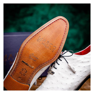 Marco Di Milano Criss Men's Shoes White Exotic Ostrich Quill Oxfords (MDM1073)