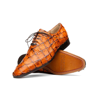 Marco Di Milano Olivieri Men's Shoes Brandy Exotic Pirarucu Leather Whole cut Oxfords (MDM1028)