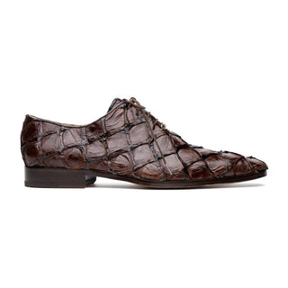 Marco Di Milano Olivieri Men's Shoes Brown Exotic Pirarucu Leather Whole cut Oxfords (MDM1028)