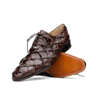 Marco Di Milano Olivieri Men's Shoes Brown Exotic Pirarucu Leather Whole cut Oxfords (MDM1028)
