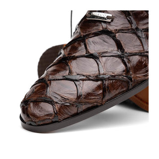 Marco Di Milano Olivieri Men's Shoes Brown Exotic Pirarucu Leather Whole cut Oxfords (MDM1028)