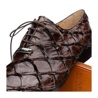 Marco Di Milano Olivieri Men's Shoes Brown Exotic Pirarucu Leather Whole cut Oxfords (MDM1028)