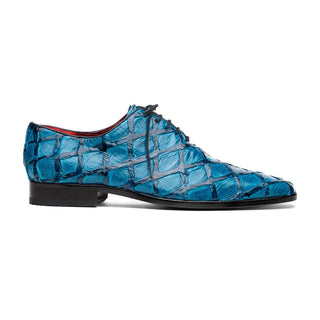 Marco Di Milano Olivieri Men's Shoes Blue Exotic Pirarucu Leather Whole cut Oxfords (MDM1028)