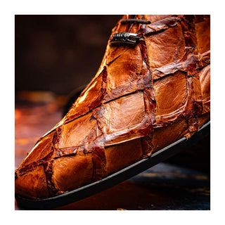 Marco Di Milano Olivieri Men's Shoes Cognac Exotic Pirarucu Leather Whole cut Oxfords (MDM1028)