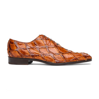 Marco Di Milano Olivieri Men's Shoes Cognac Exotic Pirarucu Leather Whole cut Oxfords (MDM1028)