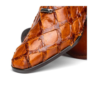 Marco Di Milano Olivieri Men's Shoes Cognac Exotic Pirarucu Leather Whole cut Oxfords (MDM1028)