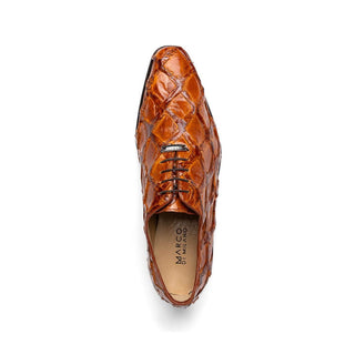 Marco Di Milano Olivieri Men's Shoes Cognac Exotic Pirarucu Leather Whole cut Oxfords (MDM1028)