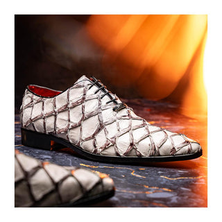 Marco Di Milano Olivieri Men's Shoes Newspaper Exotic Pirarucu Leather Whole cut Oxfords (MDM1028)