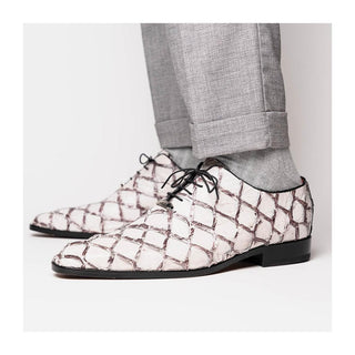 Marco Di Milano Olivieri Men's Shoes Newspaper Exotic Pirarucu Leather Whole cut Oxfords (MDM1028)