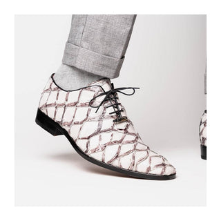 Marco Di Milano Olivieri Men's Shoes Newspaper Exotic Pirarucu Leather Whole cut Oxfords (MDM1028)
