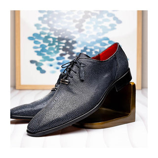 Marco Di Milano Pannuci Men's Shoes Black Exotic Stingray Classic Oxfords (MDM1087)