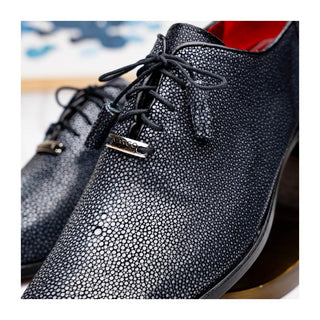 Marco Di Milano Pannuci Men's Shoes Black Exotic Stingray Classic Oxfords (MDM1087)