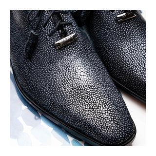 Marco Di Milano Pannuci Men's Shoes Black Exotic Stingray Classic Oxfords (MDM1087)