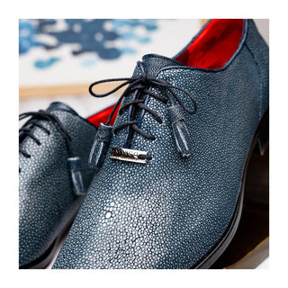 Marco Di Milano Pannuci Men's Shoes Navy Exotic Stingray Classic Oxfords (MDM1087)