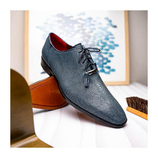 Marco Di Milano Pannuci Men's Shoes Navy Exotic Stingray Classic Oxfords (MDM1087)