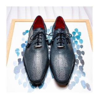 Marco Di Milano Pannuci Men's Shoes Navy Exotic Stingray Classic Oxfords (MDM1087)