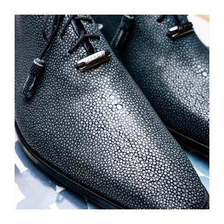 Marco Di Milano Pannuci Men's Shoes Navy Exotic Stingray Classic Oxfords (MDM1087)