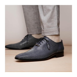 Marco Di Milano Pannuci Men's Shoes Black Exotic Stingray Classic Oxfords (MDM1087)