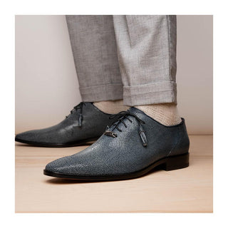 Marco Di Milano Pannuci Men's Shoes Navy Exotic Stingray Classic Oxfords (MDM1087)