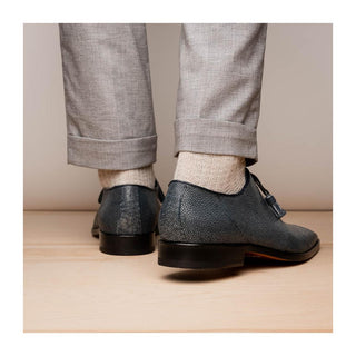 Marco Di Milano Pannuci Men's Shoes Navy Exotic Stingray Classic Oxfords (MDM1087)