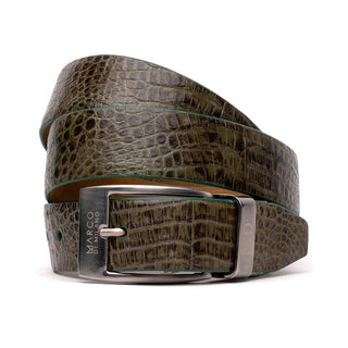 Marco Di Milano Riccardo Men's Rustic Olive Genuine Crocodile Belts (MDMB1050)