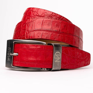 Marco Di Milano Riccardo Men's Light Red Genuine Crocodile Belts (MDMB1050)