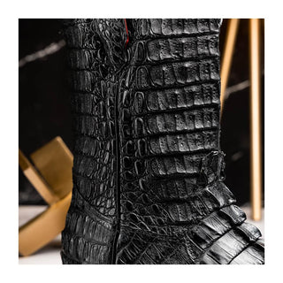 Marco Di Milano Marlboro Men's Shoes Black Exotic Crocodile / Hornback Cowboy Boots (MDM1203)