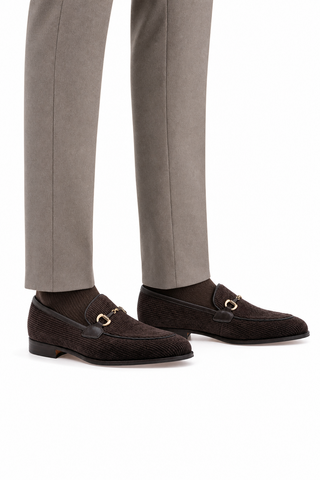 4862/4 Corduroy Fabric & Leather Loafer-Dellamoda