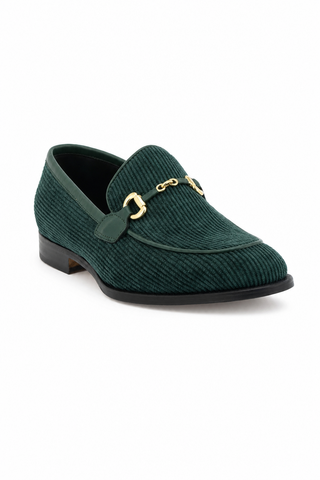 Dellamoda luxury image 02 · HUNTER GREEN · 4862/4 Corduroy & Leather Loafer · HUNTER GREEN