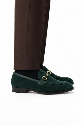 4862/4 Corduroy Fabric & Leather Loafer-Dellamoda
