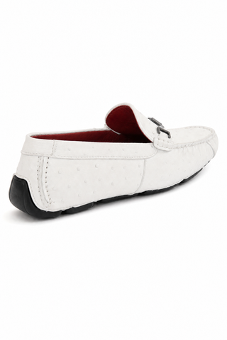 Bolonia Ostrich Driver - White-Dellamoda