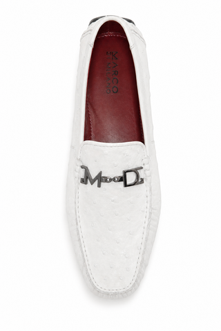 Bolonia Ostrich Driver - White-Dellamoda