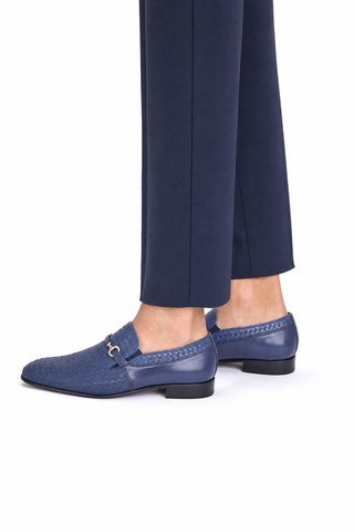 Dellamoda luxury image 06 · Corrente 5776 Suede & Leather Horse-Bit Loafer - Navy