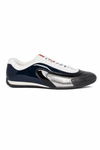 Prada Sports White Silver and Navy Sneakers 4E1890 (PRM34)-Dellamoda