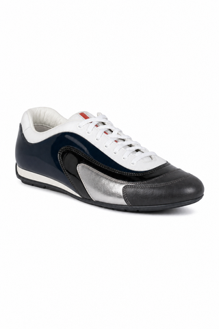 Prada Sports White Silver and Navy Sneakers 4E1890 (PRM34)-Dellamoda