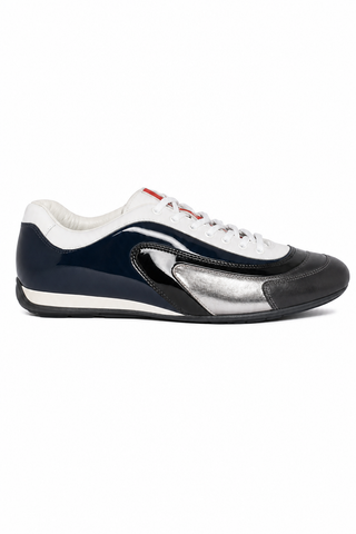 Prada Sports White Silver and Navy Sneakers 4E1890 (PRM34)-Dellamoda