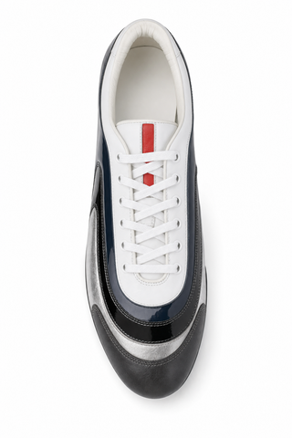 Prada Sports White Silver and Navy Sneakers 4E1890 (PRM34)-Dellamoda