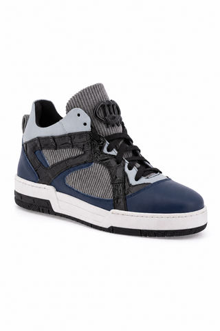 Dellamoda luxury image 02 · ROYAL BLUE/SKY LARK/BLACK/LIGHT GREY · 8452 Multi Material Sneaker · ROYAL BLUE/SKY LARK/BLACK/LIGHT GREY