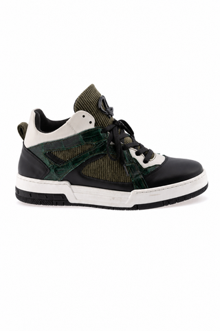 Dellamoda luxury image 01 · BLACK/ACRE/HUNTER GREEN/MONEY GREEN · 8452 Multi Material Sneaker · BLACK/ACRE/HUNTER GREEN/MONEY GREEN