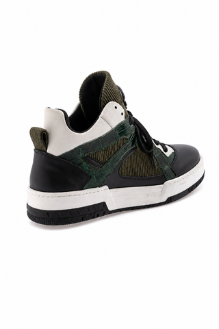 Dellamoda luxury image 03 · BLACK/ACRE/HUNTER GREEN/MONEY GREEN · 8452 Multi Material Sneaker · BLACK/ACRE/HUNTER GREEN/MONEY GREEN